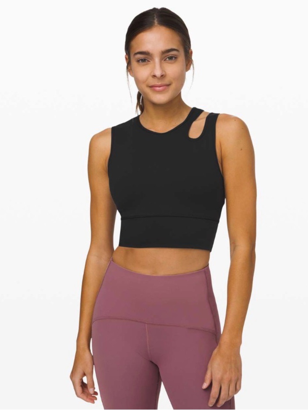 Lululemon Mastered Motion Cropped Tank in Black Size 8